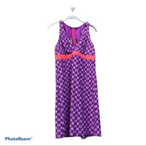 Total nine purple orange V-neck sleeveless dress